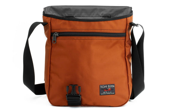 Medium Cafe Bag in Burnt Orange 525 Ballistic with Mountain Grey (grey with light grey grid) 210 Cerylon interior